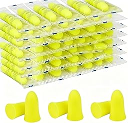 60paia di tappi per le orecchie in schiuma, design ergonomico, morbidi tappi per le orecchie per dormire, 35dBSNR con cancellazione del rumore, ipoallergenici per concerti musica ad alto volume giallo