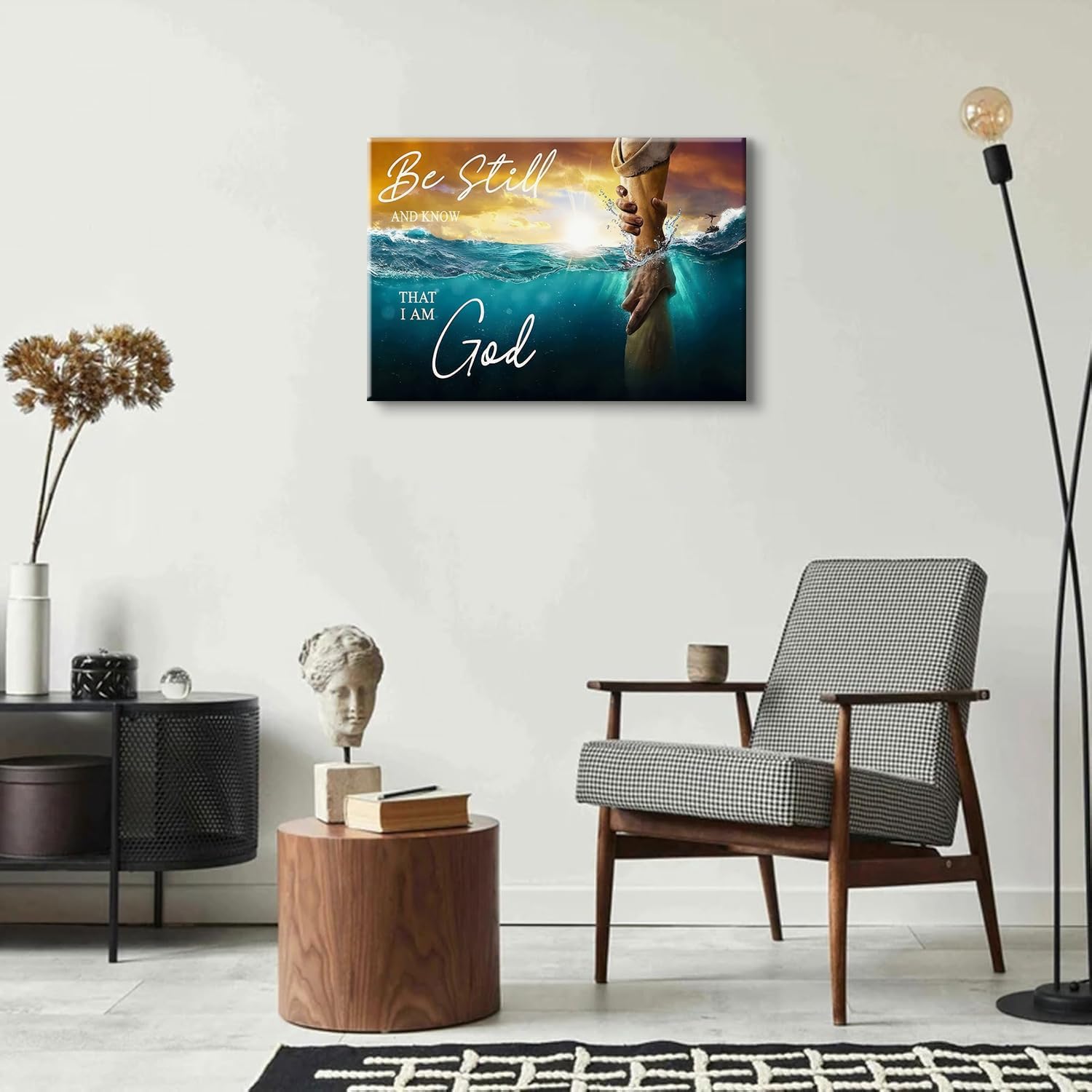 Jesus Wall Art The Hand of God Jesus Reaching Into Water Pictures Wall Decor Christian Poster Prints Religious Room Poster Artwork for Living Room Bedroom Church Decorations 16" x 24"