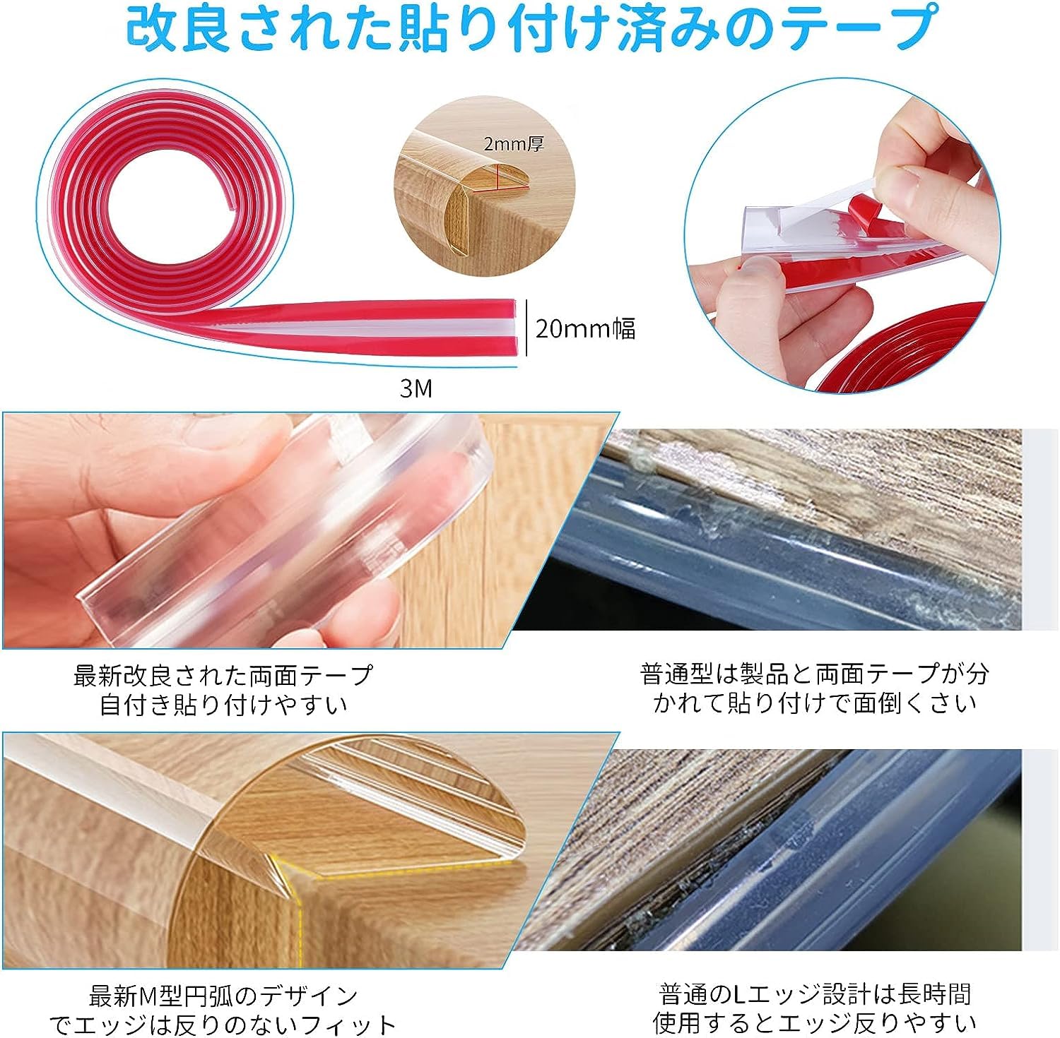 Amazon.co.jp: Ninonly コーナーガード 透明 新改良 安全コーナー 