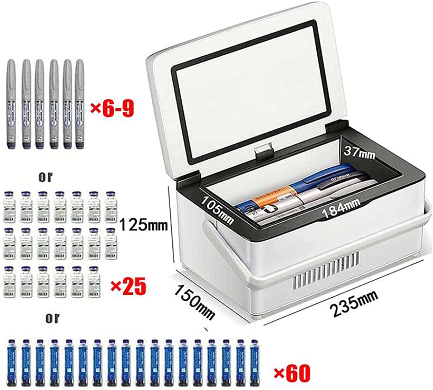 Przenośna chłodziarka do insuliny, chłodziarka do insuliny, elektryczna chłodziarka do insuliny, mini lodówka na leki, wyświetlacz LED, mini chłodziarka