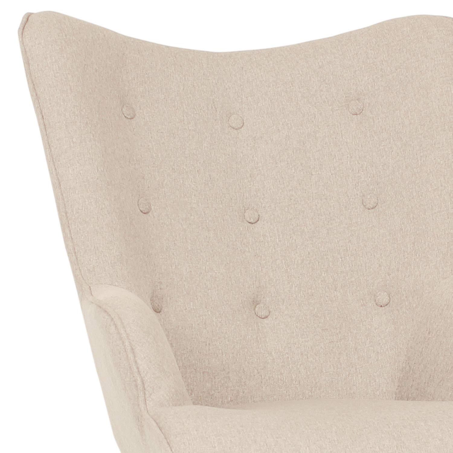 Menzzo Poltrona scandinava + Pouf Lylou in tessuto, beige