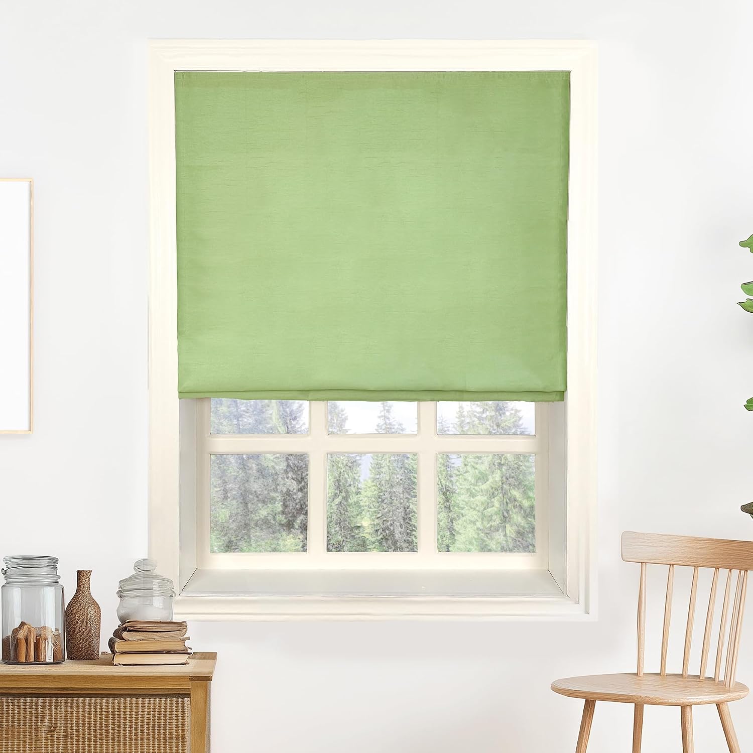 Rina Silk Blend Roman Window Shades, Cordless Light Filtering Roman Shades for Windows, Colorful Blinds for Bedroom, Kitchen, Living Room, 1 Shade