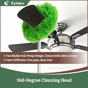 Eyliden 68 Adjustable Ceiling Fan Duster - 360 Dual-Sided Microfiber