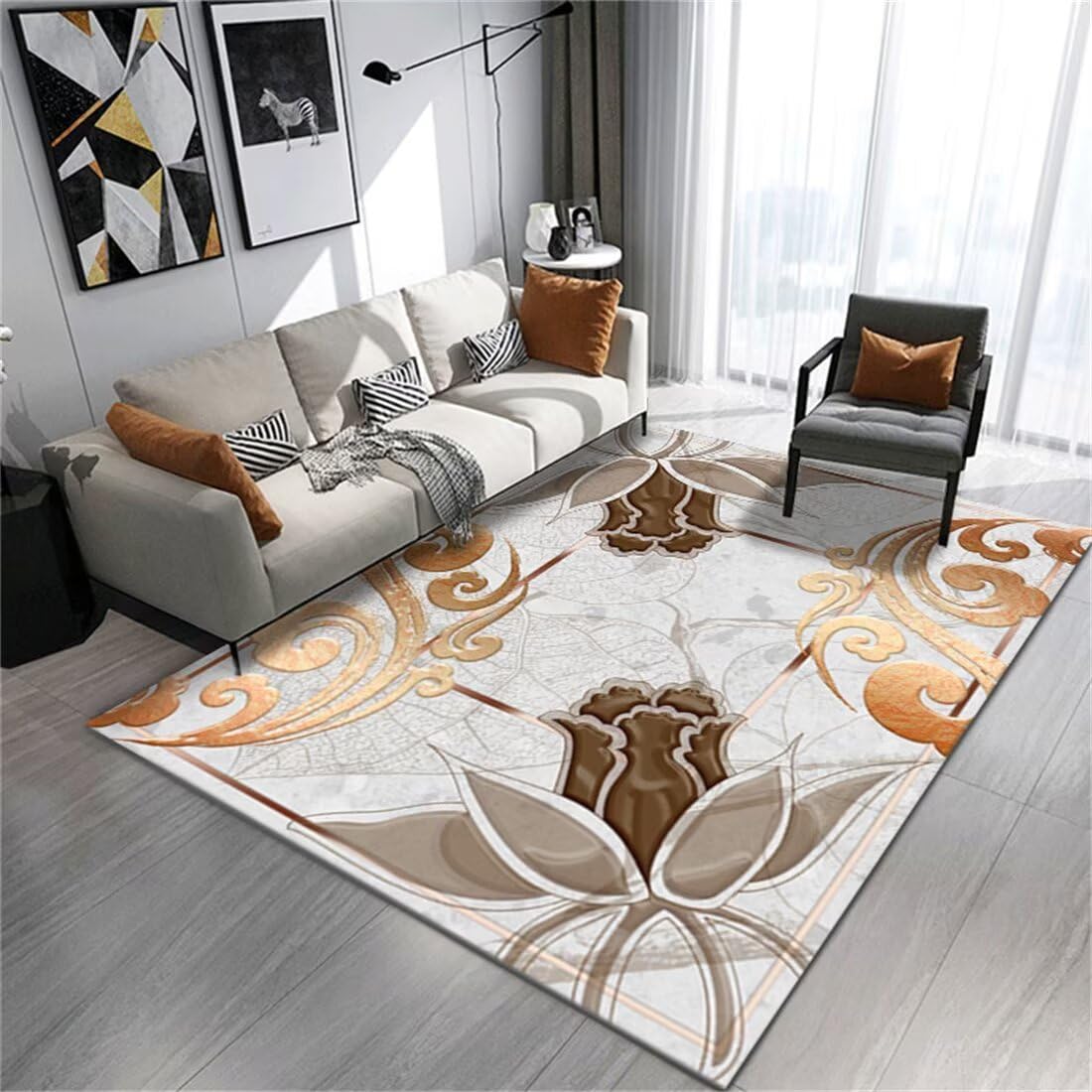 Tapis marbre gris 160x200 antidérapant et acoustique pour chambre ado