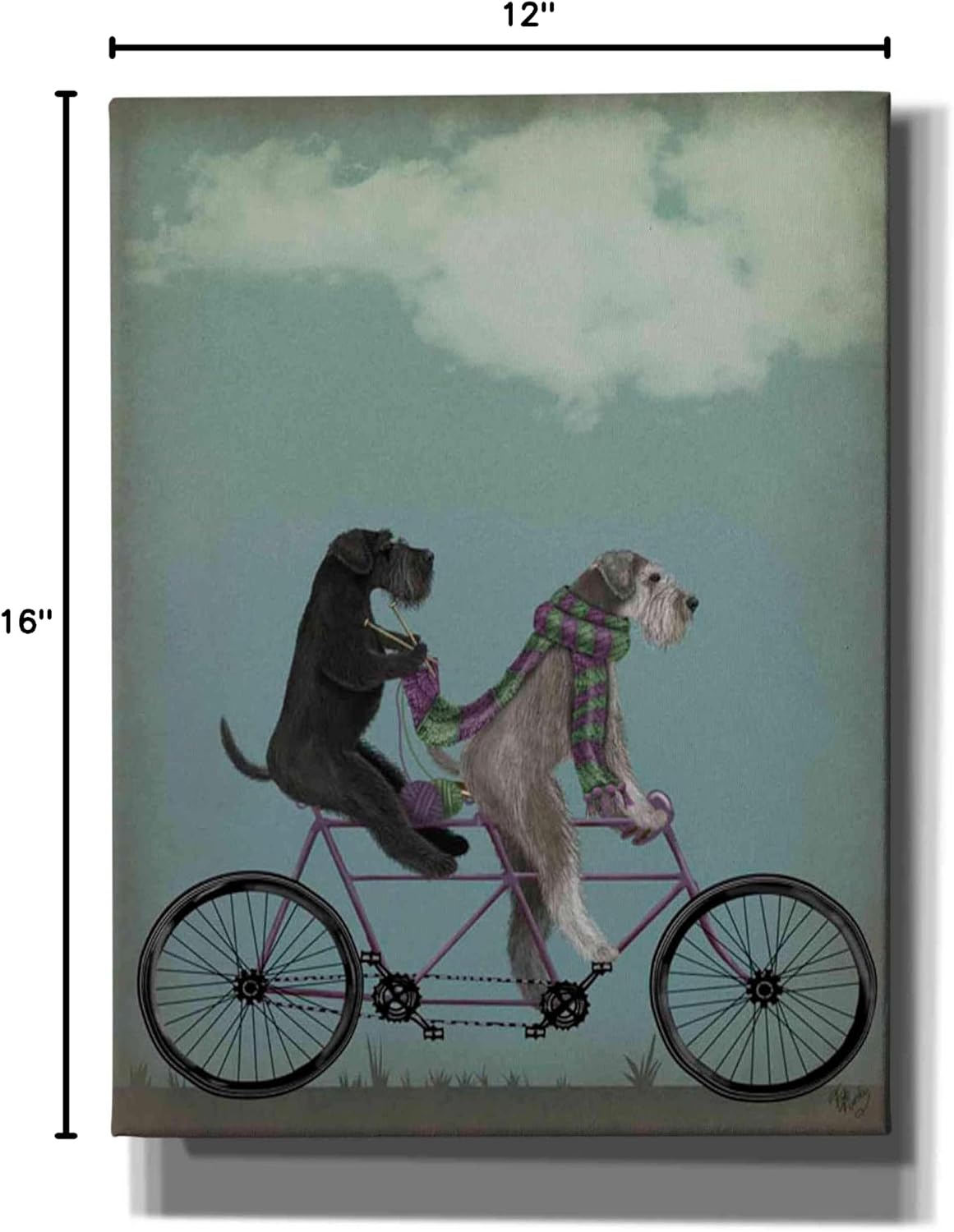 Epic Graffiti 'Schnauzer Tandem' by Fab Funky Canvas Wall Art, 12"x16"
