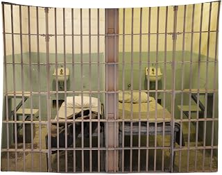 Loccor Prison Tapestry Alcatraz Prison Bars Outside View Wall Hangings Murder Party Crime Police Mugshot Photography Background Birthday Events Decorations Home Dorm Decor W80xH60 Inches