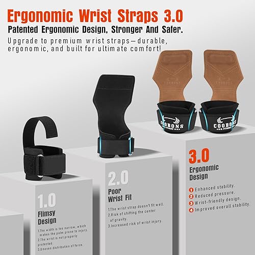 Miniatura 3 de Lifting Wrist Straps for Weightlifting, Double Layer Leather for Weight Lifting Wrist Wraps, Deadlifts, Heavy Powerlifting and Adjustable Wrist