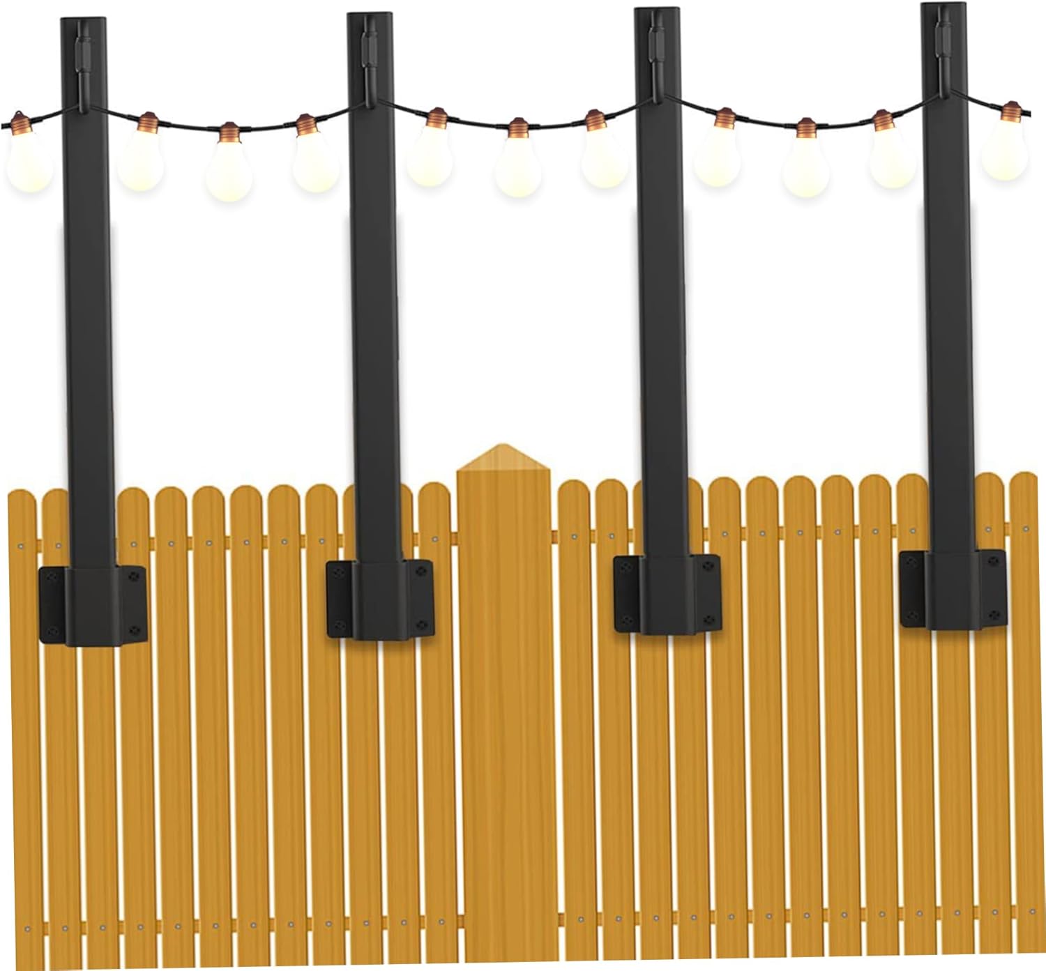 String Light Poles 4Pcs/Set 17in Patio Light Poles Screw Mount Festoon Pole with Hook Iron Multipurpose String for Outside Garden Patio