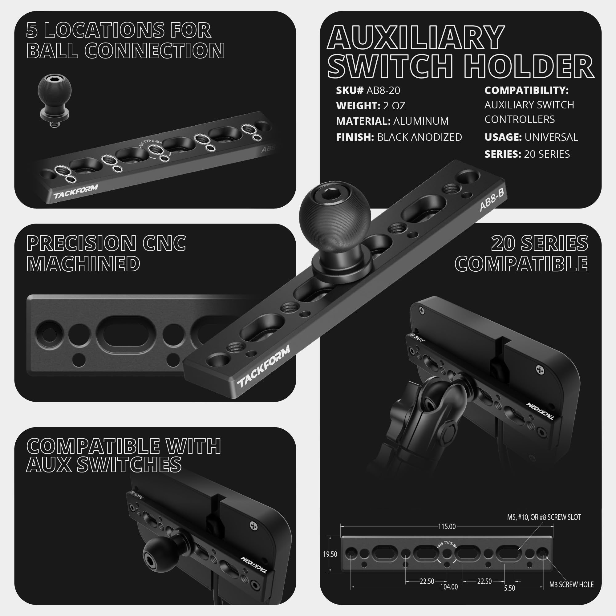 Auxbeam Panel De Interruptores De 6 Bandas BC60, Caja De Sistema De Relé De Control De Circuito Universal+cable Eléctrico Auxbeam De 6.6 Pies 20 AWG Acc Con Portafusibles De Hoja En