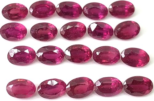 Piedra preciosa suelta facetada de corte ovalado rubí lustre, tamaño 0.157 x 0.118 in, 0.197 x 0.157 in, 0.236 x 0.157 in, 0.276 x 0.197 in, 0.315 x