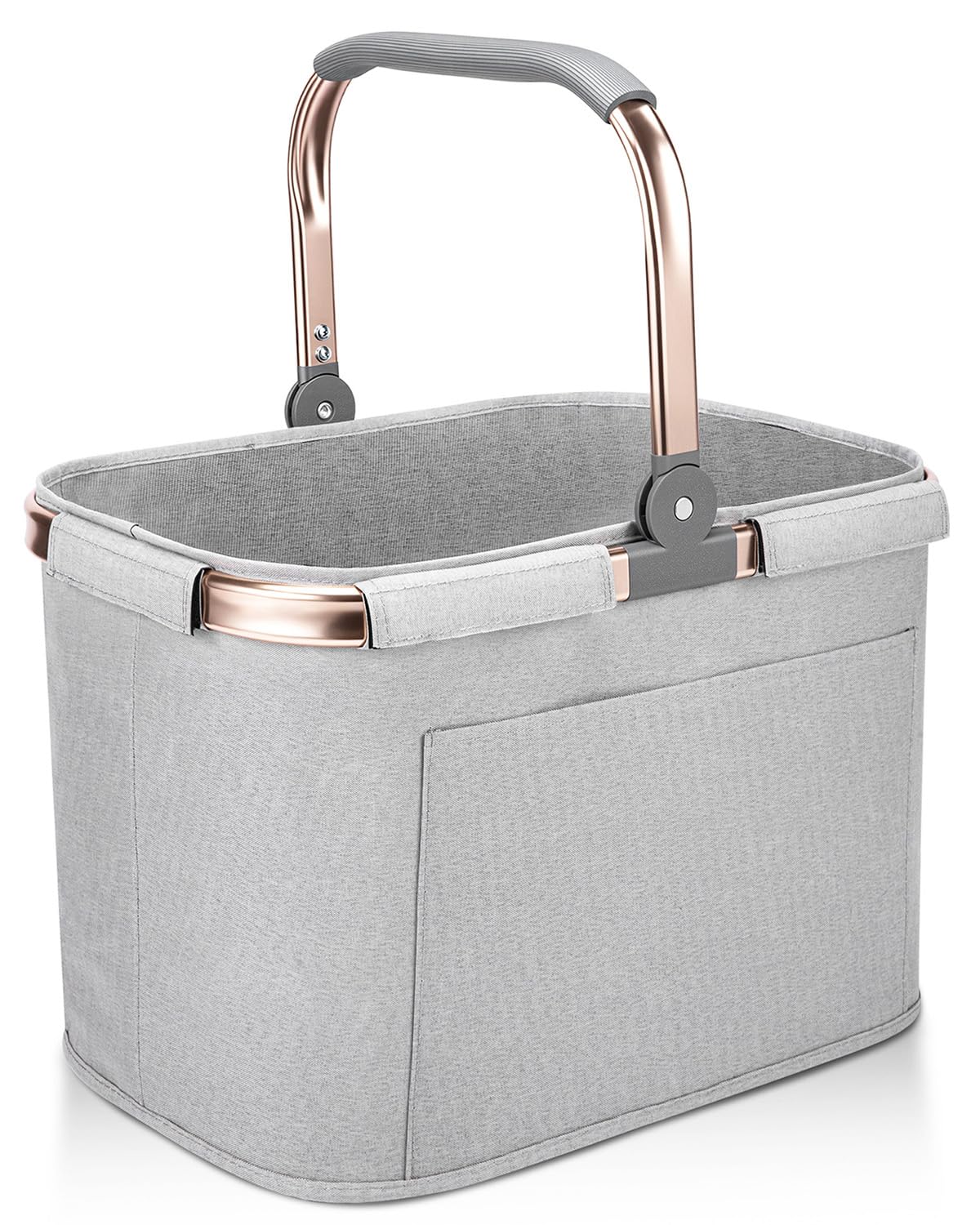 30L Einkaufskorb Faltbar Stabil Groß Tragekorb Picknickkorb Klappkorb Einkaufstasche mit Aluminiumgriff Große Einkaufskörbe(40x28x27cm) mit Stützstangen Für Reisen, Picknick, Einkaufen