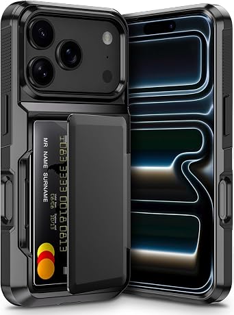 Vofolen for iPhone 17 Pro Case Wallet with Card Holder [Max 5 Cards] Dual Layer Heavy Duty Shockproof Drop Protection Hidden Flip ID Slot Phone Cover for Men Women, 6.3 Inch Black