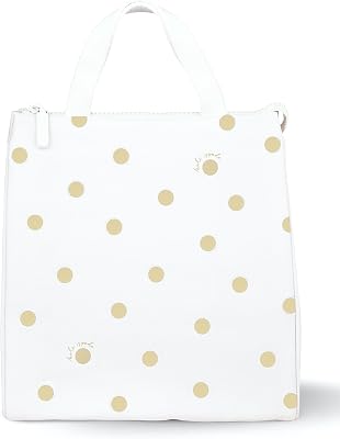 kate spade new york Insulated Lunch Tote, Gold Dot with Script | Cute Insulated Soft Cooler Bag, Adult Lunch Box with Silv...