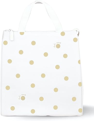 Kate Spade New York Bolsa de Almuerzo Refrigeradora Portátil Suave, Bolsa Térmica con Forro Interior Aislante Plateado y Bolsillo de Almacenamiento,