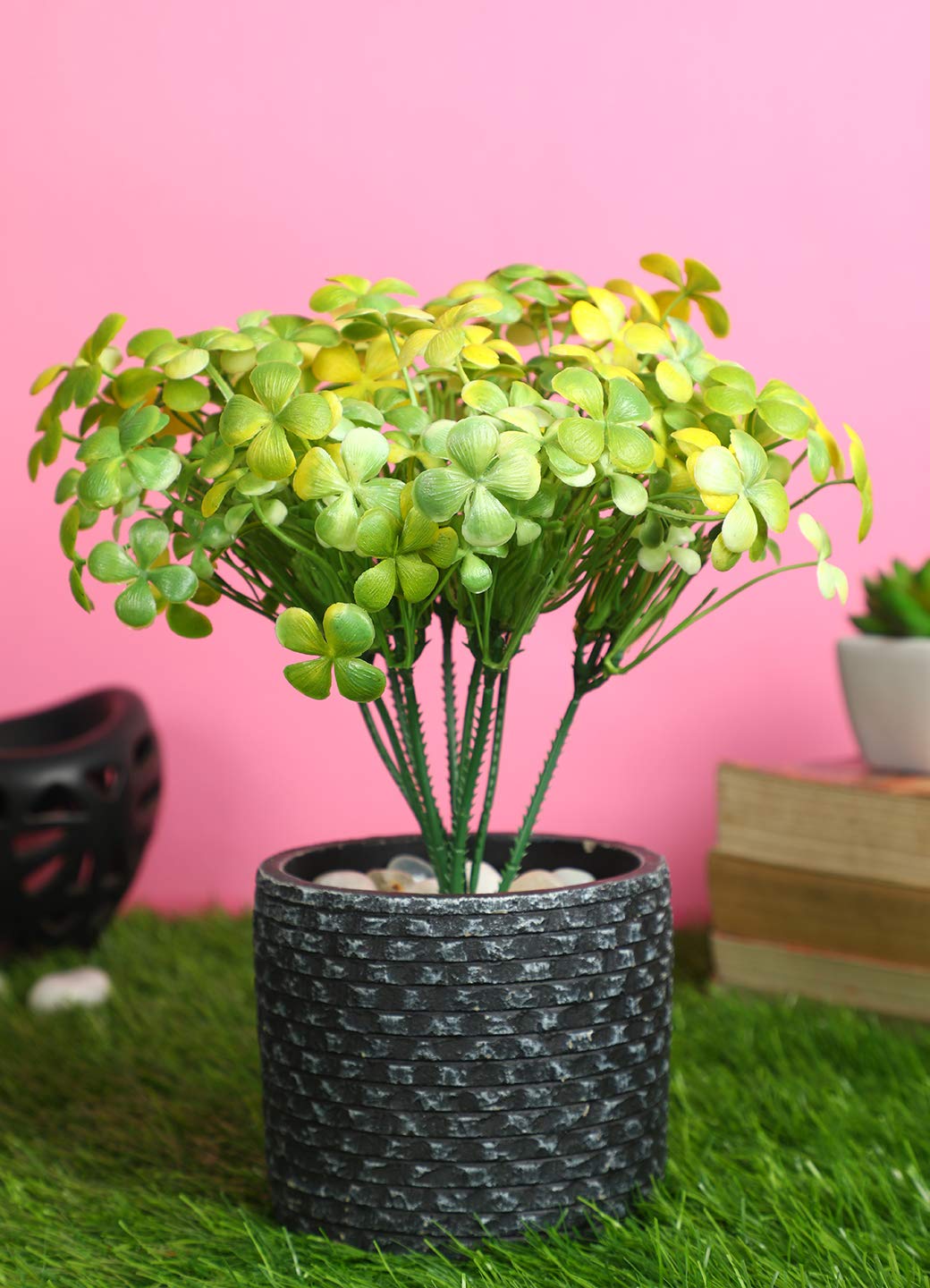 PolliNation Artificial Yellow Waterclover Bunch Without Pot (Pack of 2), Standard (PN AGB 0267-YELLOW-2)