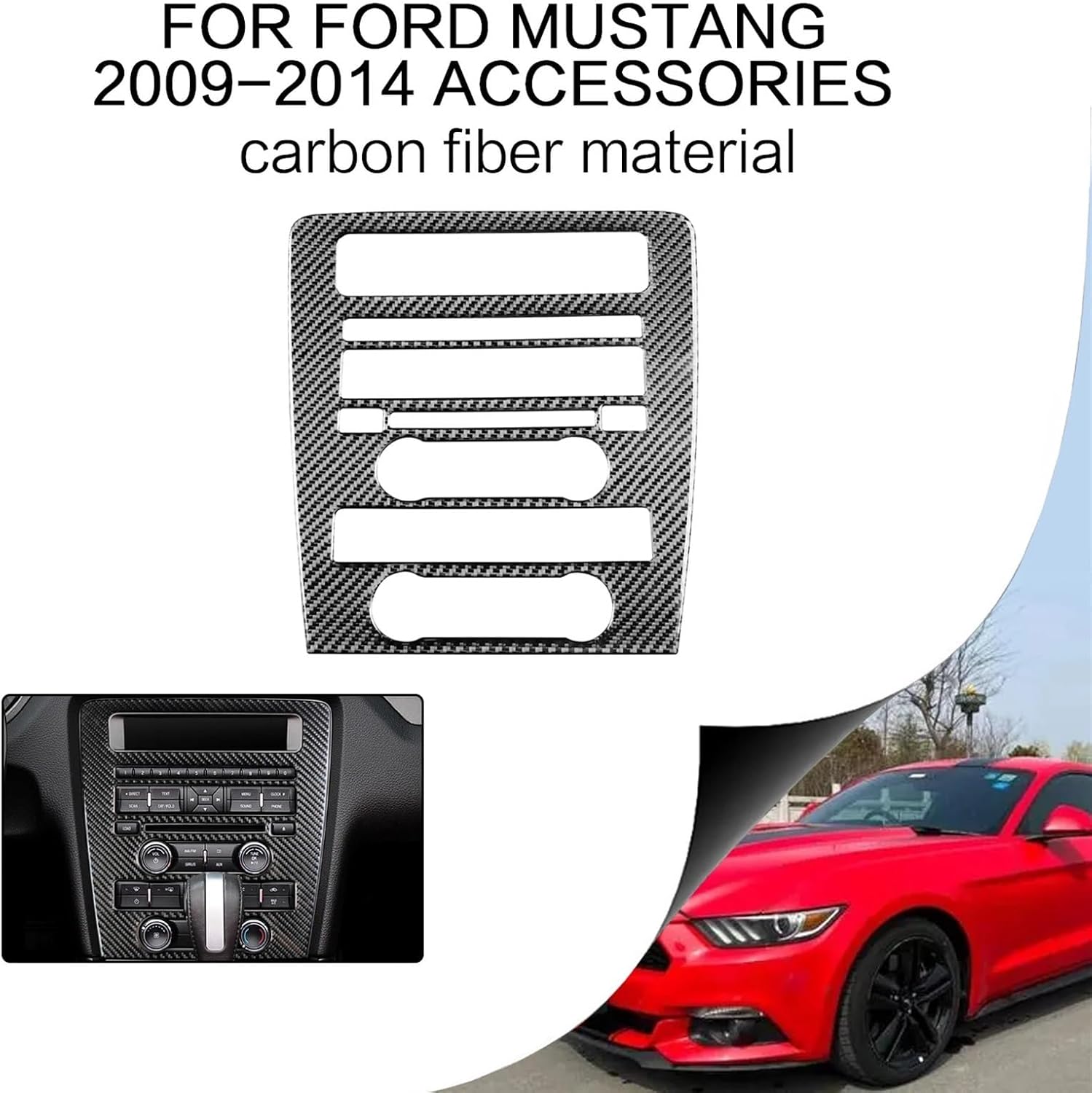 for Fords Mustang Accsesories 2009-2014 Carbon Fiber Interior Sticker Decal Center Control CD Decoration Panel Trim Cover
