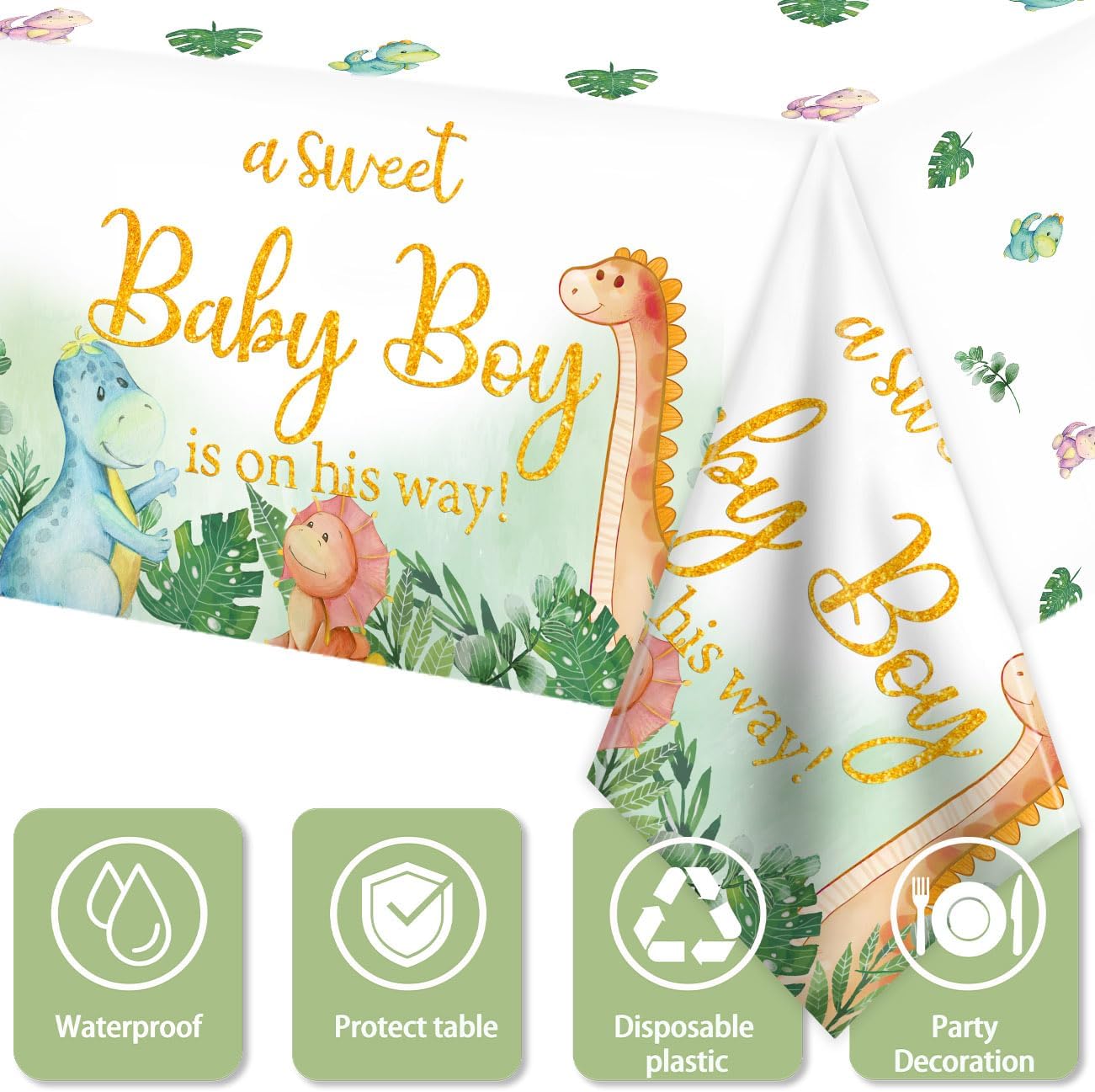 Dinosaur Baby Shower Decorations for Boy, Dinosaur Theme Hatching Soon Baby Boy Shower Decorations Dino Party Supplies Tablecloth, OH Baby Plates, Rawr It's a Boy Napkins, Cups, Balloons| Serve 20