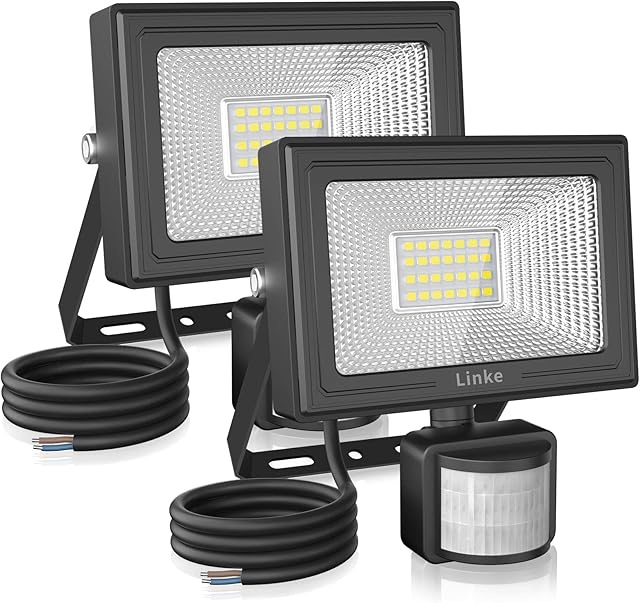 Security Light Motion Sensor 25W 2100LM Energy-Saving PIR Floodlight 6500K Outdoor Led Wall Light IP66 Waterproof Outside Lights Mains Powered Perfect for Garden Porch Courtyard Garage 2 Pack