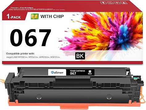 067 Black Toner Cartridge - 1 Pack 067h Black Toner Replacement for Canon 067 067H Color ImageClass MF656Cdw LBP632Cdw MF654Cdw MF653Cdw LBP633Cdw Printers