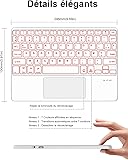 FOGARI Keyboard Case for iPad 11/10th Generation 2025/2022, Detachable Wireless Bluetooth AZERTY Keyboard Backlight 7 Colors Multi-Touch Touchpad for iPad 10th Gen/A16 (10.9"/11") - Pink - 5