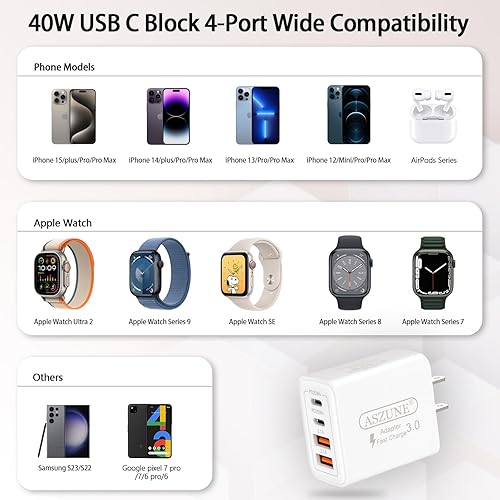 Miniatura 2 de Bloque de cargador de pared USB C cubo de cargador para iPhone caja de carga de enchufe PD de 20 W adaptador de corriente de doble puerto compatible