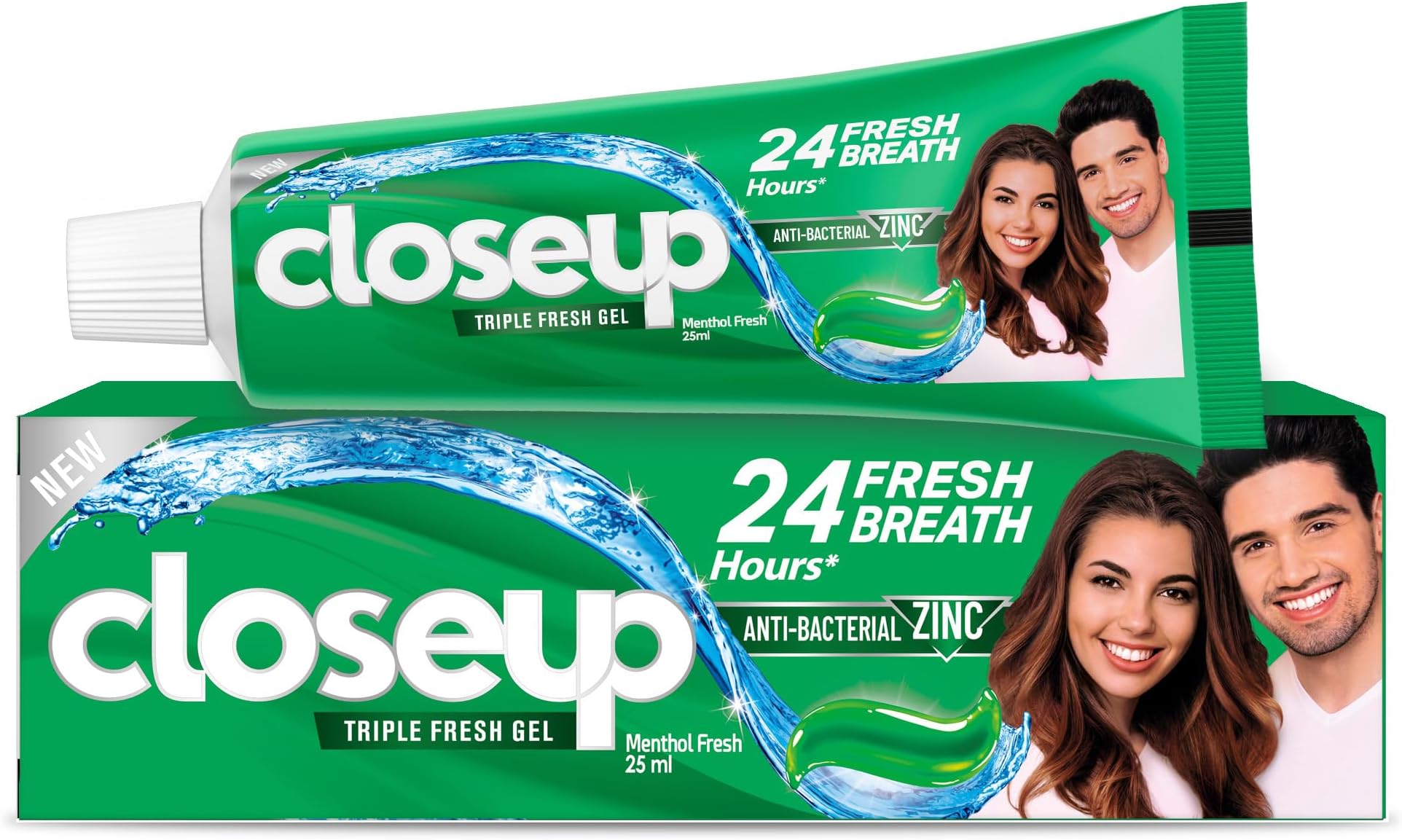 Closeup Triple Fresh Gel Toothpaste, Menthol Fresh, for 24HR fresh breath, 25ml