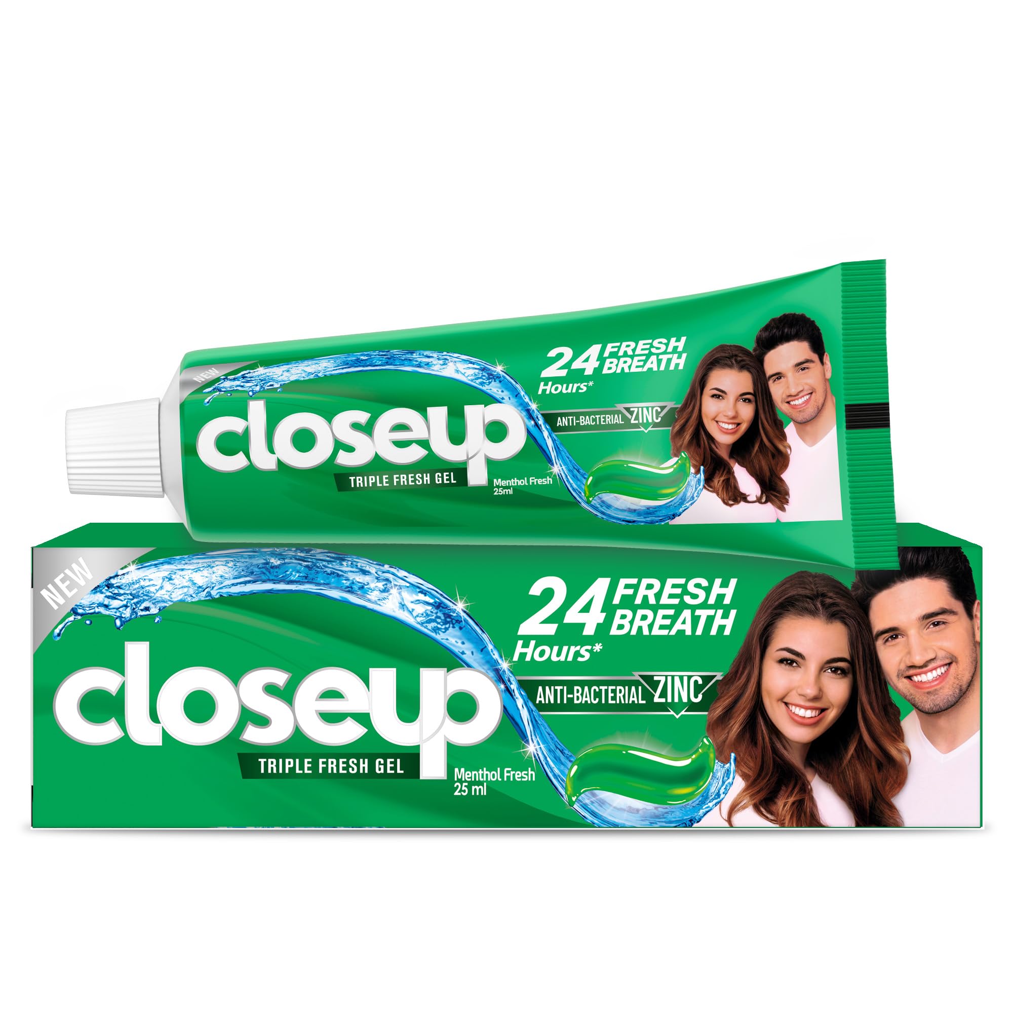 Closeup Triple Fresh Gel Toothpaste, Menthol Fresh, for 24HR fresh breath, 25ml