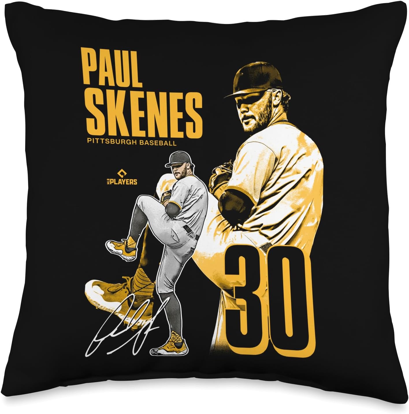 Paul Skenes | Pittsburgh MLB Baseball Players| MLBPSK304N Throw Pillow