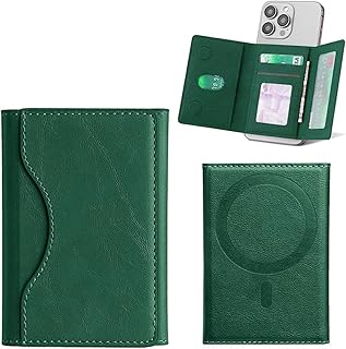 جراب موبايل بتصميم محفظة جلدية مغناطيسية بتصميم ثلاثي الطي أنيق متوافقة رفيع وأنيق وسهل الحمل متوافق مع موبايل آيفون 13 من نكست ستور، أخضر