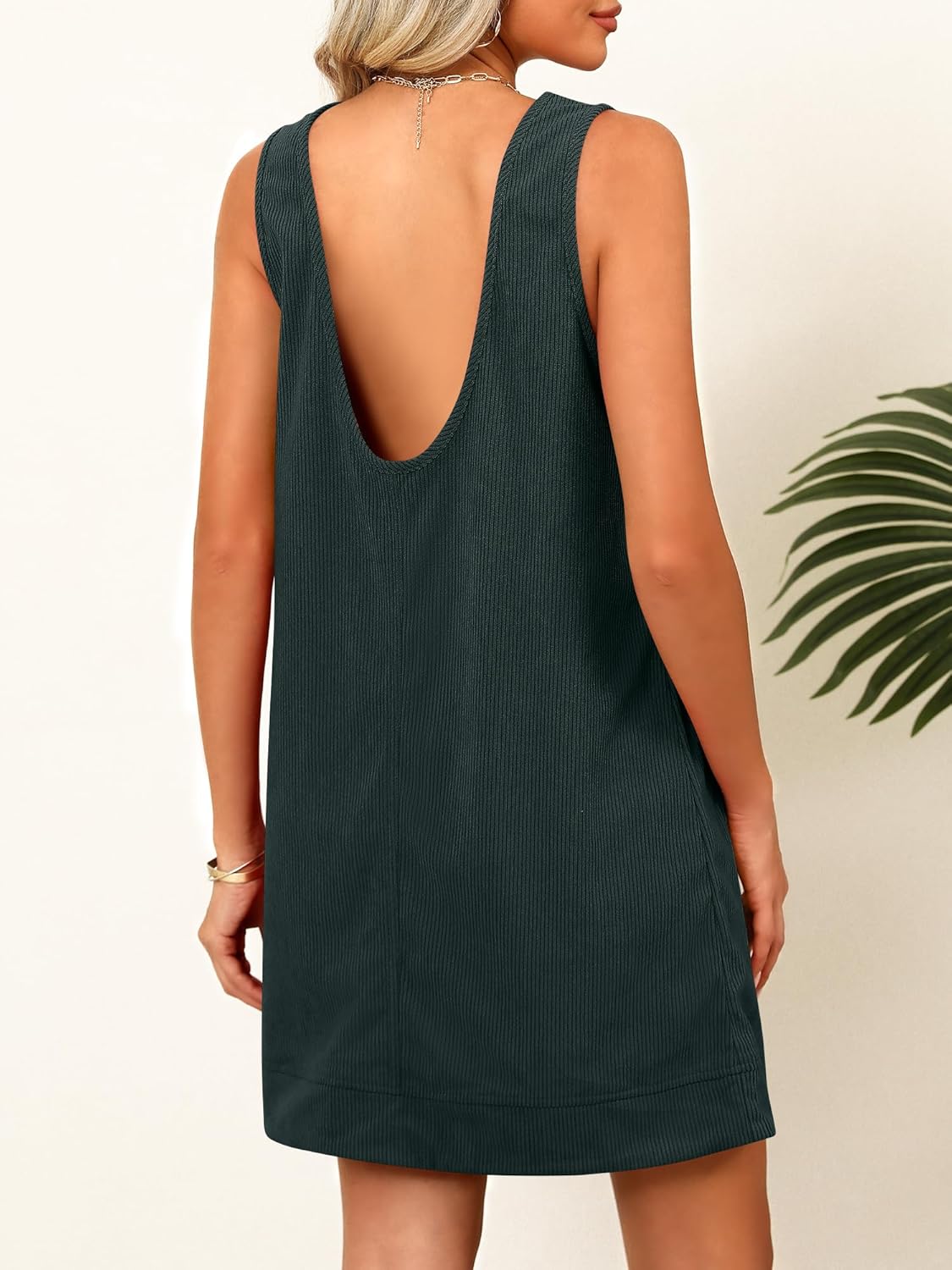 Caracilia Women Fall Dress 2026 Corduroy Overall Pinafore Skirtall Jumper Dresses with Pockets - Image 4