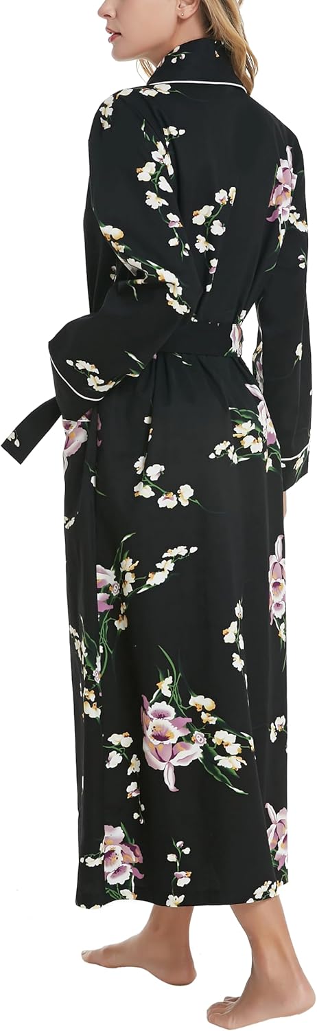 Lavenderi Women’s 100% Cotton Long Kimono Lounge Bathrobe Robe, Ladies Loungewear for Spa - Image 4