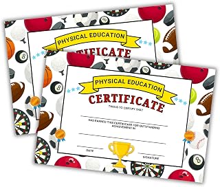 PE Physical Education Class Certificate of Outstanding Achievement 30pk 6x9” Cardstock Sports School Award Most Improved Athlete Elementary