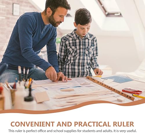 Miniatura 9 de Regla de palo de enseñanza de bambú, herramienta duradera para uso educativo, medición de precisión, escuelas y prisiones, bambú natural suave,