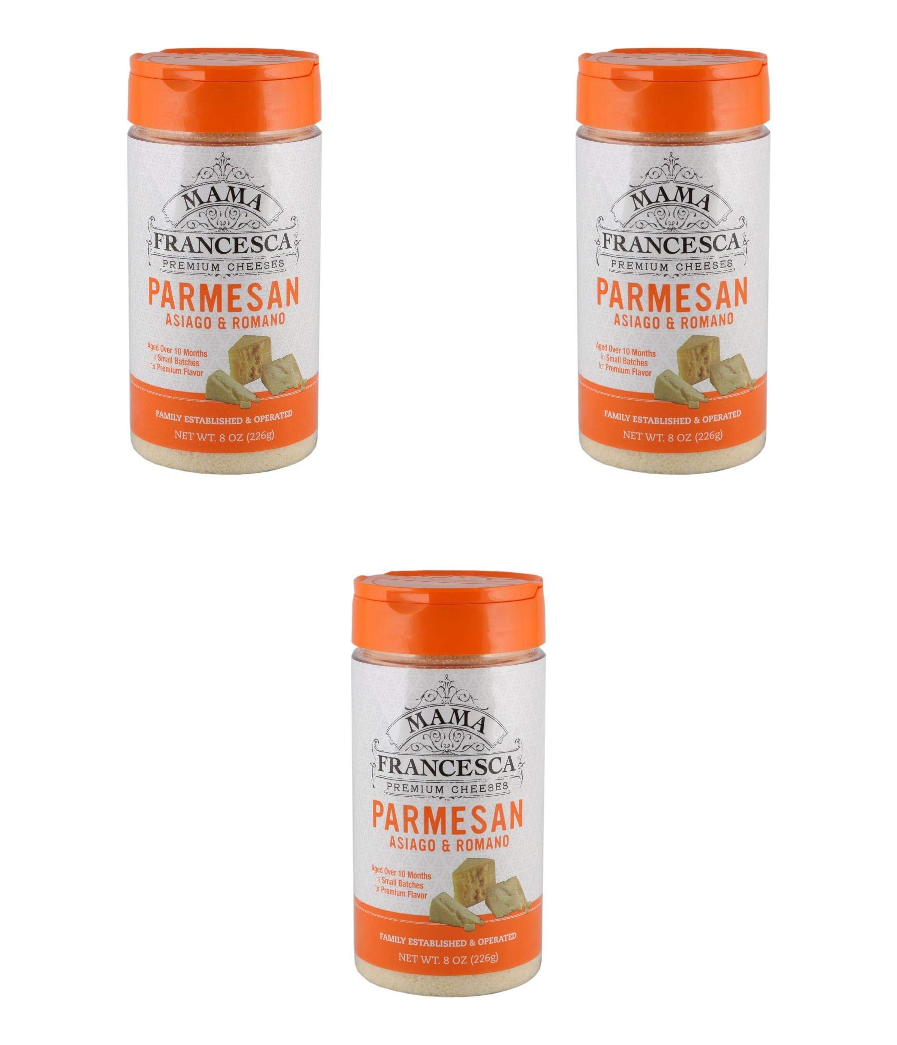 Mama Francesca Premium Parmesan, Asiago and Romano Cheese, 8 Ounce Pack of 3