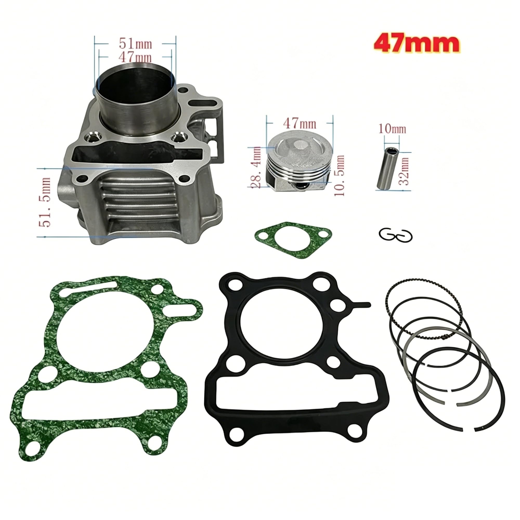 Zylinder Kettensäge Für Lexmoto Für Diablo 50 LJ50QT-9M Für Nano 50 70cc Racing Big Bore Zylinder Block Kit 47mm Kolben