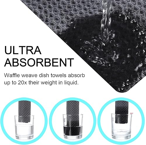 Miniatura 3 de Toallas de cocina 100% algodón, suaves y absorbentes, de secado rápido, para cocina, 13 x 28 pulgadas, paquete de 4, gris oscuro