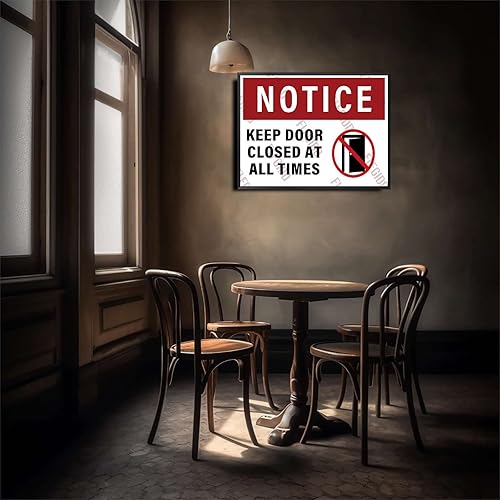 Miniatura 2 de Letrero de metal para decoración de pared, con texto en inglés Keep Door Closed at All Times, señal de advertencia de precaución, señal de tráfico