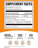 Vista 2 de BulkSupplements.com Cápsulas de Aminoácidos Esenciales (EAA) - Suplemento de Aminoácidos - EAAs Aminoácidos - Cápsulas EAA - Dosis de 1000 mg