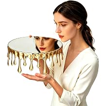 1 PCS 12 In Gold Cake Stand, Desert Table Display with Floating Drip Design and Mirror Top, Dazzling Metal Cake Stand for Party, Wedding, Birthday, Baby Shower, Event Bridal Celebration