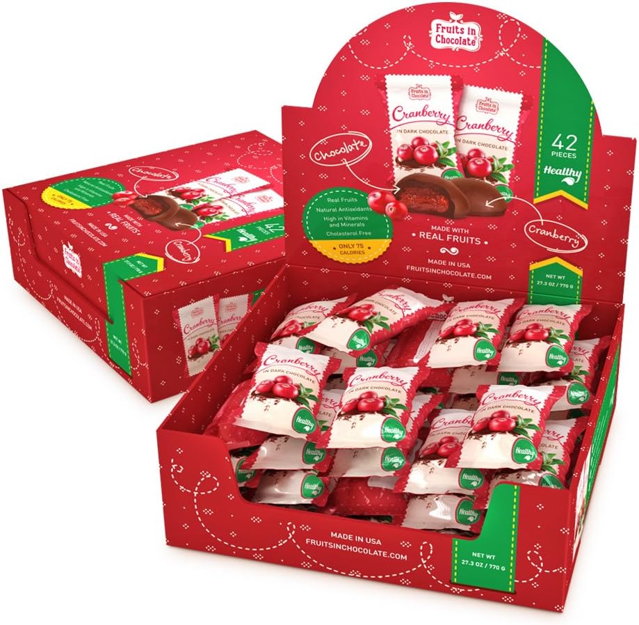 Dark Chocolate Covered Cranberries, 27.3 oz (1.7 Lb) Box