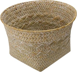 Garneck Woven Storage Box Straw Weaving Basket Home Storage Decorative Basket for Living Room