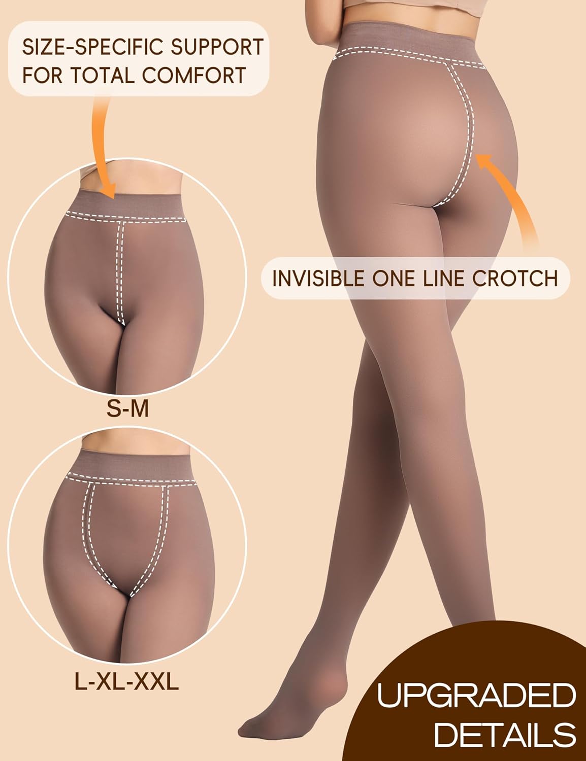 LABELLA Fleece Lined Sheer Look Tights,Fake Translucent Pantyhose,Warm Thick leggings for winter - Image 6