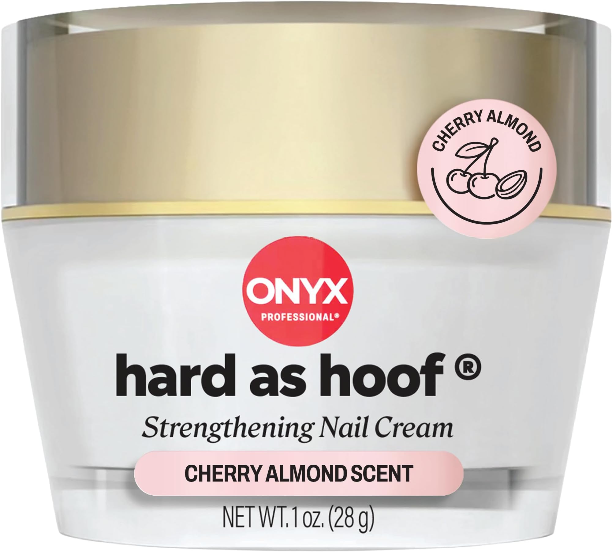 Onyx Professional Hard as Hoof Nail Strengthening Cream, Cherry Almond Scent - Made in USA, Nail Growth & Conditioning Cuticle Cream Stops Splits, Chips, Cracks & Strengthens Nails, 1 oz