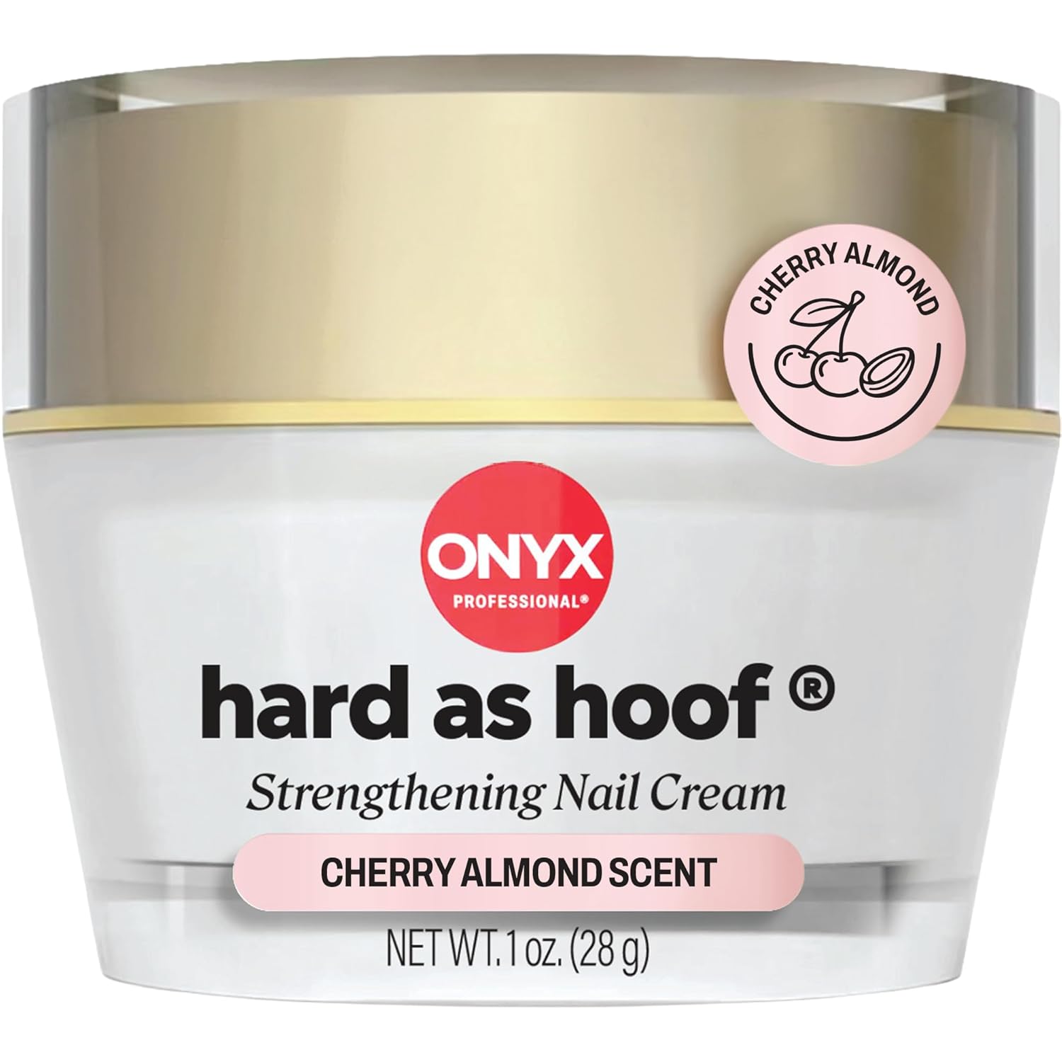 Onyx Professional Hard as Hoof Nail Strengthening Cream, Cherry Almond Scent – Made in USA, Nail Growth & Conditioning Cuticle Cream Stops Splits, Chips, Cracks & Strengthens Nails, 1 oz