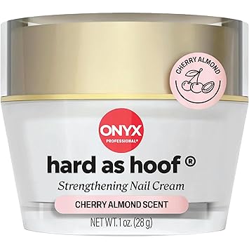 Onyx Professional Hard as Hoof Nail Strengthening Cream, Cherry Almond Scent - Made in USA, Nail Growth & Conditioning Cuticle Cream Stops Splits, Chips, Cracks & Strengthens Nails, 1 oz