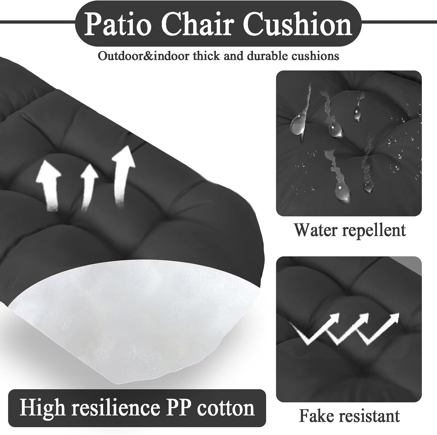 Adirondack Chair Cushion, Thick Indoor/Outdoor Rocking Chair Cushion with High Elasticity PP Cotton, Fade-Resistant, 44'x19'x4