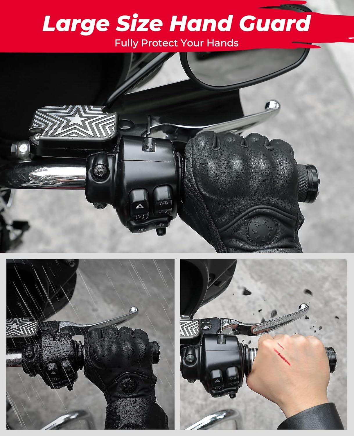 KEMIMOTO 1 Pair Motorcycle Handguards Coffin Cut Hand Shields Compatible with 2006-2023 2024 2025 Touring Models Street Glide Road King Electra Glide Heritage Classic with Cable Clutch