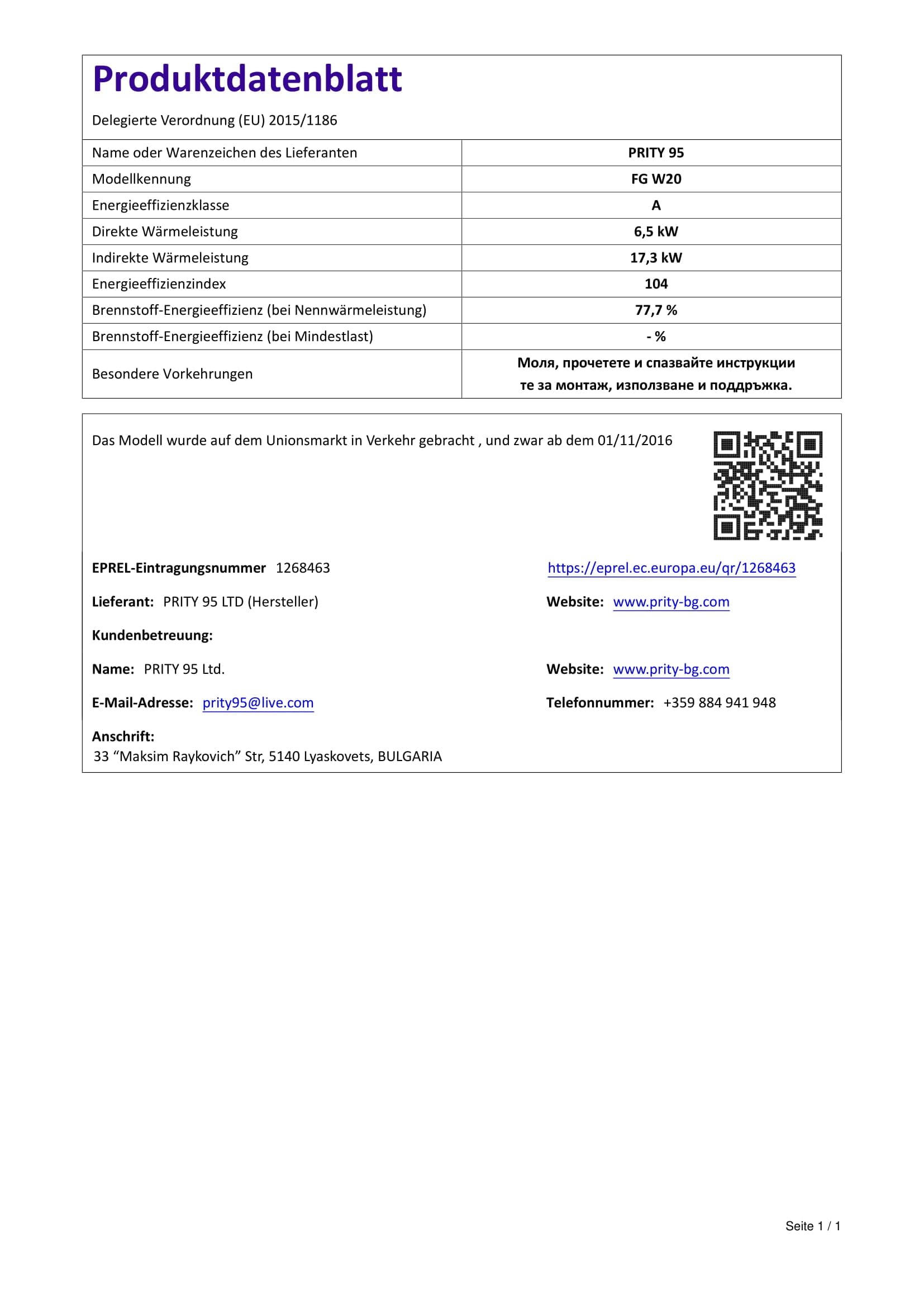 Stufa a Legna Termostufa con Forno Prity FG W20 23kW