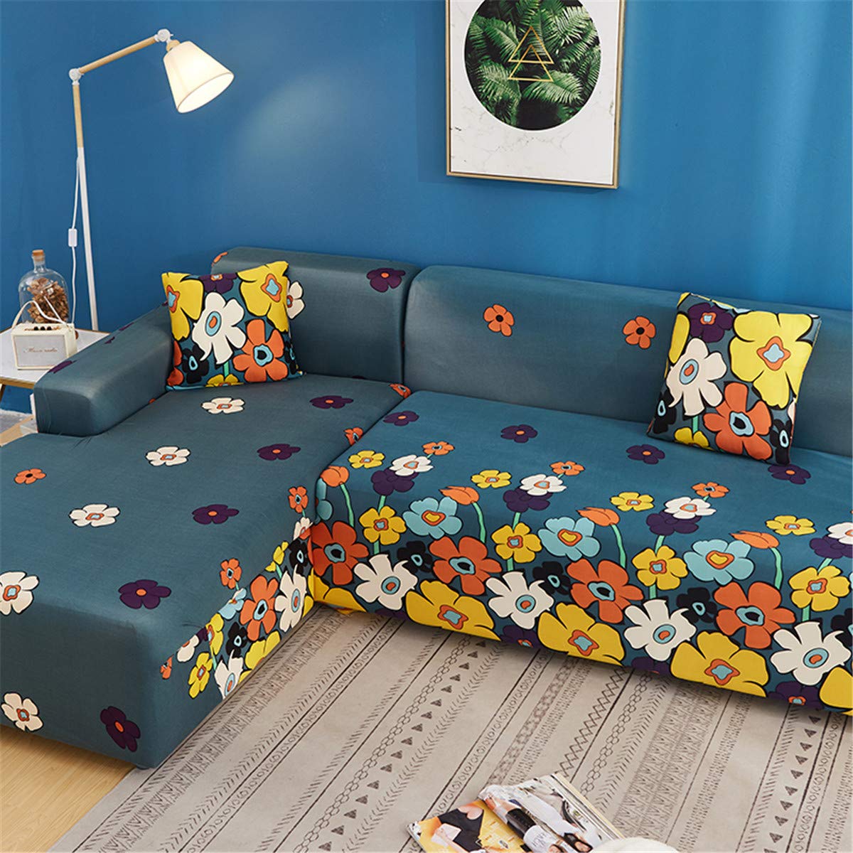3D-Blüten Sofaabdeckung Für 3-Sitzer – Dehnbar, Rutschfest, Waschbar – Schützt Vor Haustieren & Flecken