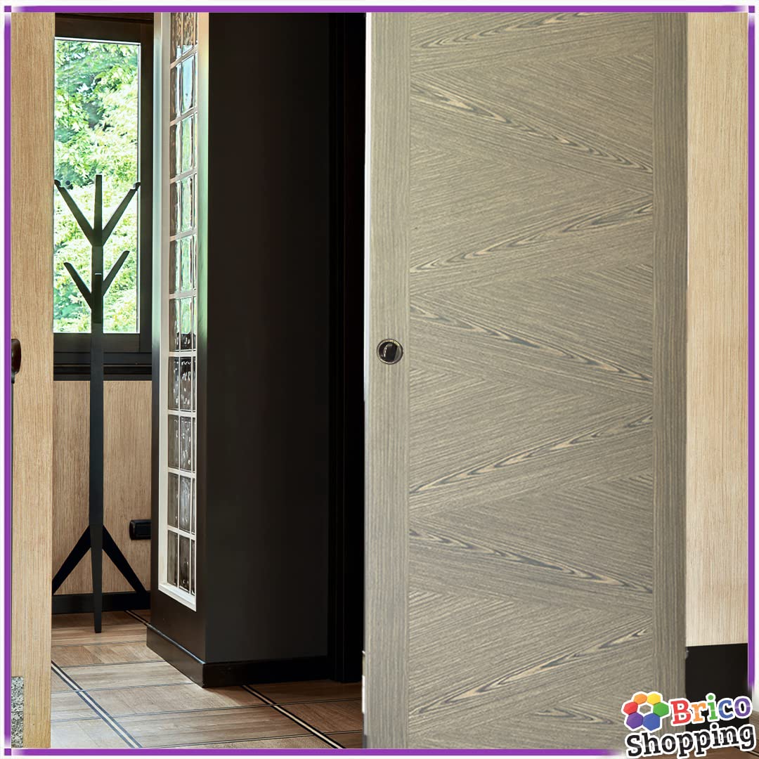 BricoShopping® Ensemble de poignées pour porte intérieure en bois, escamotables, porte coulissante, avec serrure intégrée, crochet, butoir, buse ronde, acier (rond C/serrure, Noir)